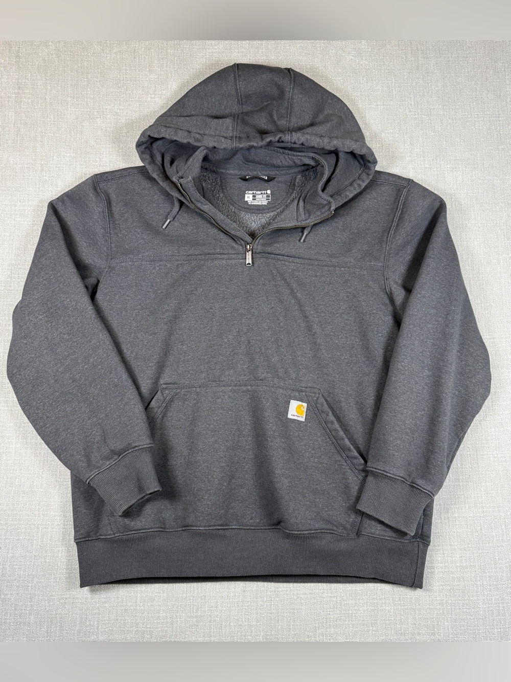 Carhartt Rain Defender Hoodie Mens XL Gray Loose Fit Quarter Zip Pullover Work